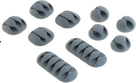 10 stuks zelfklevende kabelhouder kabelklemmen - grijs