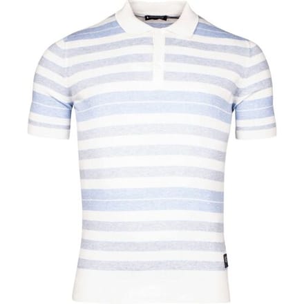 Giordano Polo Silvan Knitted Melange 3-Button Collar Stripe Navy / male