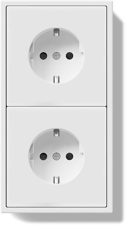 Dubbele Wandcontactdoos Inbouw 16A met PC Frame - 2 Voudig Wit