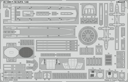Eduard Modelbouwdecoratie - 491590 Sp - Accessoires Set voor Lockheed Martin F-16I Sufa - Photo-etch