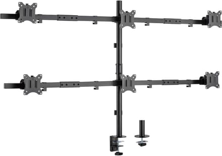 InLine bureaubeugel voor 6 monitoren tot 32 inch | 2x crossbar | full motion