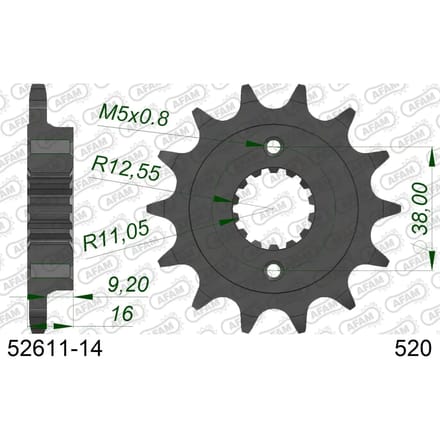 Stalen motortandwiel voor Afam 520 14 dents