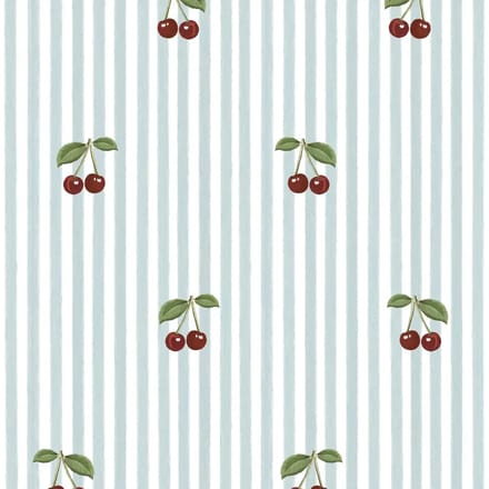 Baby behang Dekornik Little Cherries On Stripes