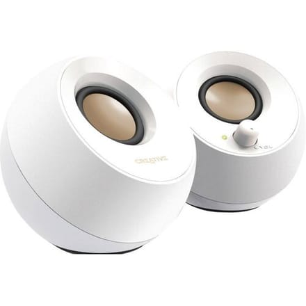 Creative Pebble luidspreker voor PC en laptops (Wit) - Moderne USB-aangedreven desktop 2.0 luidsprekersysteem voor computers en laptops