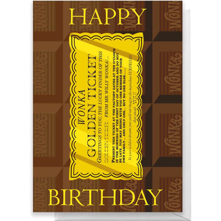 Willy Wonka Golden Ticket Birthday Greetings Card - Standard Card
