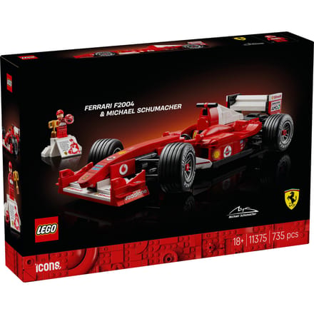 LEGO Icons Bouwset 11375 Ferrari F2004 en Michael Schumacher, een gedetailleerd Formule 1-model voor volwassenen fans