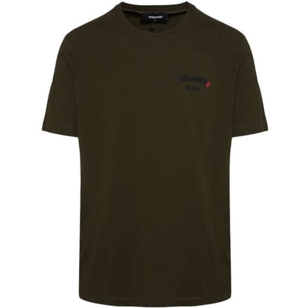 Dsquared2 Regular Fit T-shirt Met Rubberen Logo In Militaire Groene Kleur