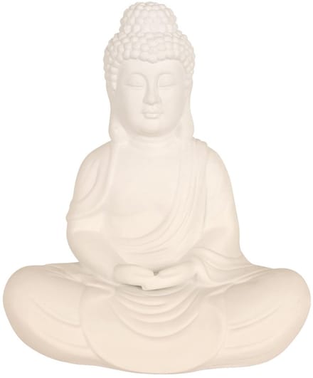 Tafellamp Jazz 3107W - Witte keramieken Boeddha met E14 fitting, hoogte 30 cm en diameter 25 cm - Anne Light