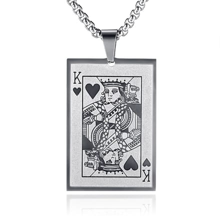 Zilverkleurige Venetiaanse Heren Schakelketting met Koning Hanger