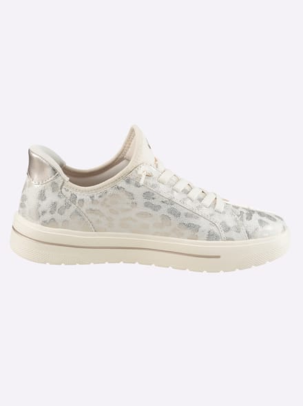 Jana Step In dames sneakers met H leest wit zilver - Maat 37 - Uitneembare zool