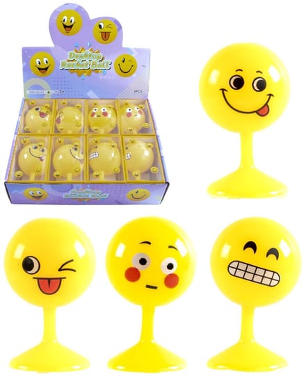 Kidsfun tuimelbal speelgoed geel met smileys en zuignap 11 cm.