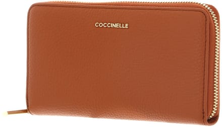 COCCINELLE Leren portemonnee Metallic Soft Wallet Grained Leather Crab Lichtbruin
