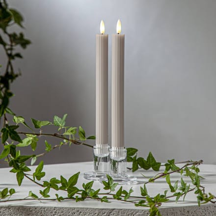 Star Trading LED kaars Flame Stripe set van 2 gemaakt van was, bruin