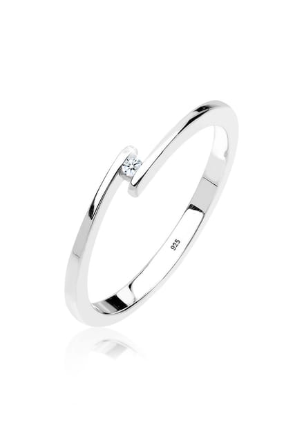Elli PREMIUM - Ring - Dames Verlovingsring met Diamant (0.015 ct.) in 925 Sterling Zilver - Dames