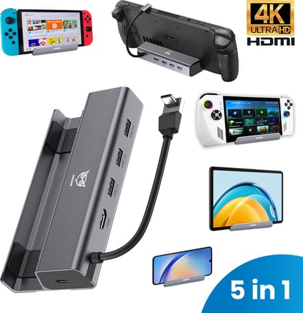 Good2know Steam Deck Dock - Multifunctioneel Docking station voor valve Steam Deck console, switch, ipad - 5 in 1 - 4k hdmi - Rog Ally Dock - Lenovo Legion Go