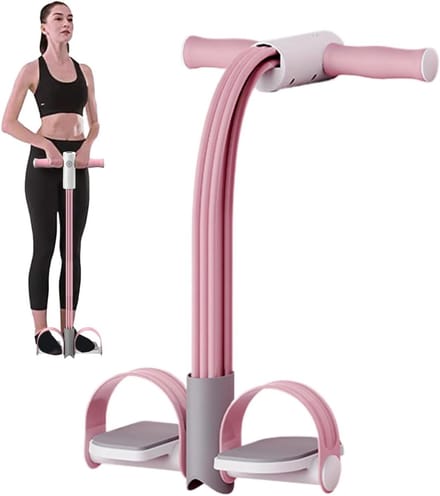 Fitness Pedal Puller - Abdominal Trainer Band - Kracht Training - Real-time Stemtelling - 126 cm Lengte - Roze