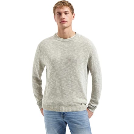 No Excess Pullover crewneck melange with line taupe