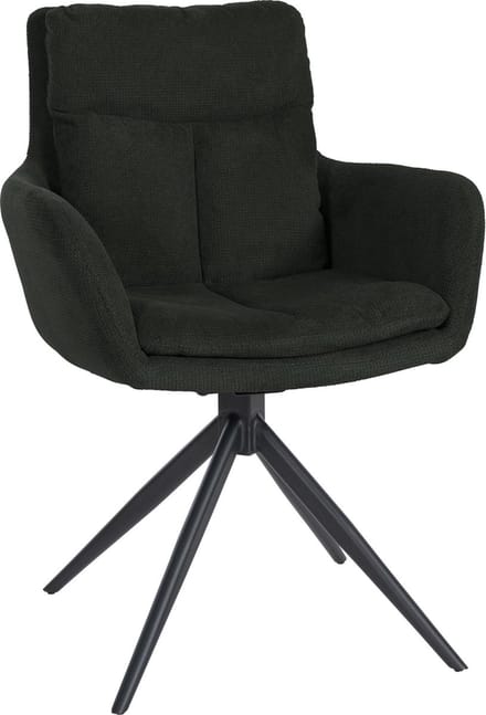CLP Vilas Eetkamerstoel - Draaibaar - Fauteuil - Met armleuning - Metaal frame - Stof/zwart
