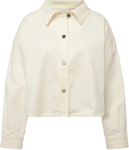 Ulla Popken - Dames - Jeans-overhemdjas overhemdkraag biologisch katoen - Off-white - Maat 58+