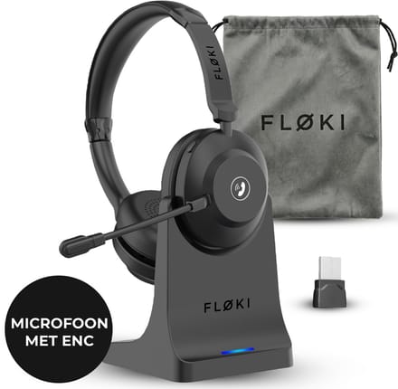 Floki® Draadloze Headset met Microfoon – Bluetooth Dual Connect – Noise Cancelling – Koptelefoon - Hoofdtelefoon