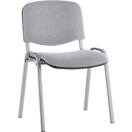 Bezoekerstoel ISO BASIC – stapelbaar - zilverkleurig aluminium onderstel - lichtgrijs