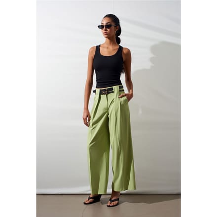 Hoog-Waisted Wijde Pantalon met Plooien