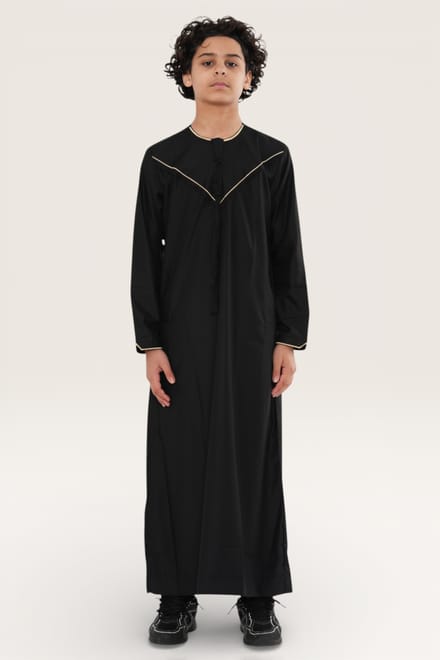 Kinderen jongens zwart Ramadan Marokkaanse Jubba gewaad Djellaba Kaftan Eid Thobe LFS-K-TT-006