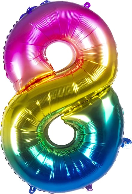 Boland - Folieballon '8' regenboog (86 cm) 8 - Multi - Cijfer ballon