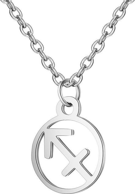 24/7 Jewelry Collection Boogschutter Ketting - Cirkel - Sterrenbeeld - Horoscoop - Zilverkleurig