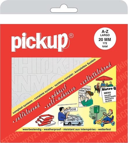 Pickup plakletters boekje Largo wit - 20 mm