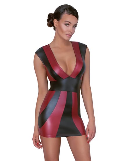 Sexy Wetlook jurkje - Zwart / Rood