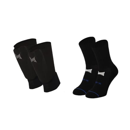 Xtreme - Gripsokken + scheenbeschermers + enkelbandjes - Zwart - Zwart / XL