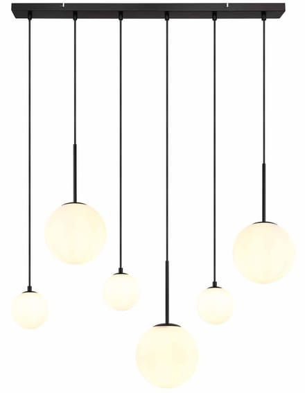 Globo - hanglamp - Hallie - wit zwart - glas - grote eettafellamp - E27 - 15168-6