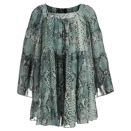 Pierre Balmain blouse van chiffon met slangenprint in groene zijde