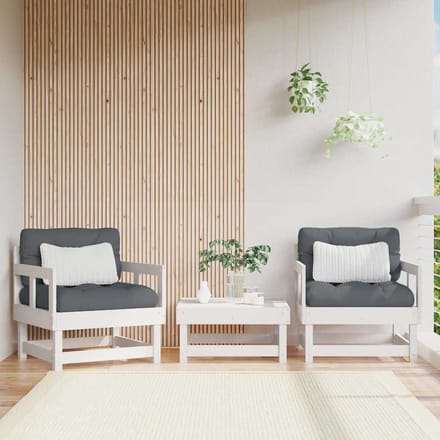 vidaXL - Tuinstoelen - met - kussens - 2 - st - massief - grenenhout - wit