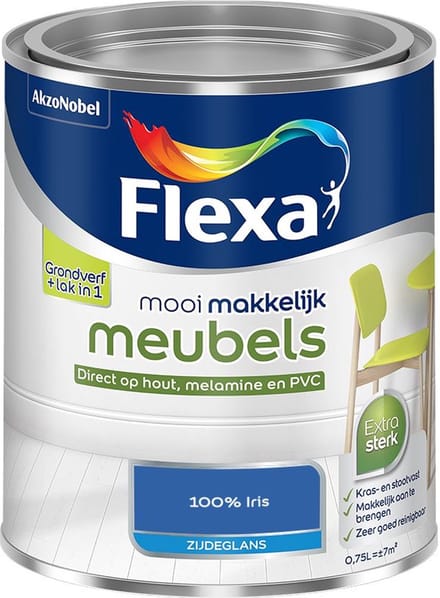 Flexa - Mooi Makkelijk Meubels Zijdeglans - 100% Iris - Mengverf - 750 Ml