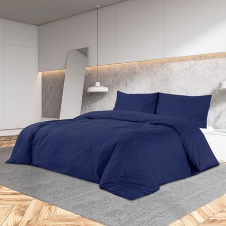 vidaXL - Dekbedovertrekset - 140x200 - cm - microvezel - marineblauw