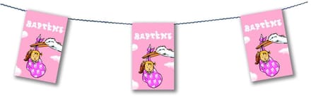 CHRISTIANFABRICATIONS - Papieren slinger doop meisje roze 4,5 m