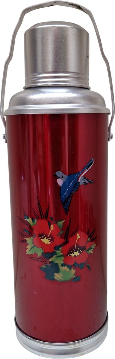 DongDong - Chinese Thermoskan - 1,2 Liter - Rood - Vogel dessin