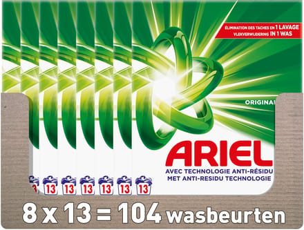 Ariel Snel Oplosbaar Waspoeder Original - 8 x 13 Wasbeurten - 8 x 715 gram