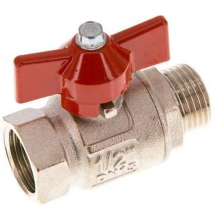Buiten x Binnendraad G/G 1/2 inch Vlinder Handle Kort design 2-Weg Messing Kogelkraan