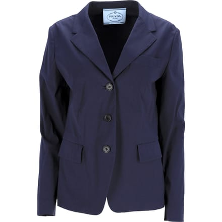 Prada Effen Blazer in Marineblauwe Katoen