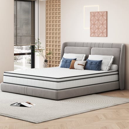 Matras 140 x 200 cm met pocketvering, H2 medium hardheid, massieve vering, wit (hoogte 25 cm)