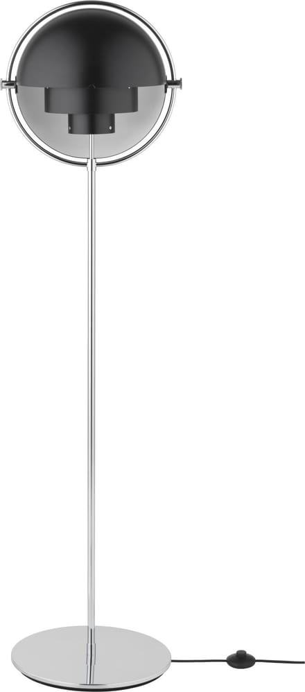 Gubi vloerlamp Multi-Lite, hoogte 148 cm, chroom/antracietzwart