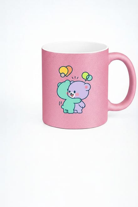 Knuffel Beren Mok Roze Glitter - Liefde & Vriendschap Cadeau