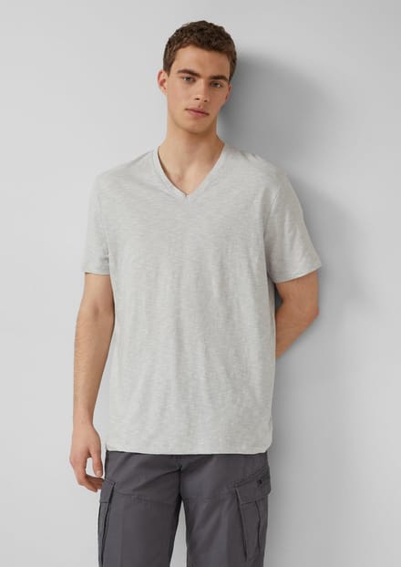 Katoenen T-shirt met V-hals en regular fit s.Oliver