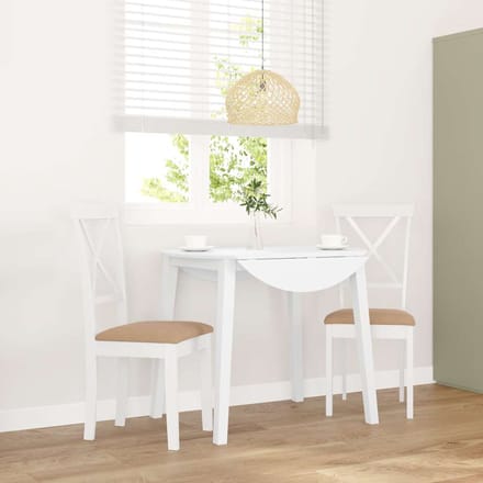 vidaXL Eetkamerstoelen met kussens 2 st massief hout rubber wit