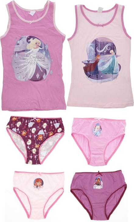 Frozen Ondergoedset - Maat 134/140 - Roze- Paars - Slip - Hemd - Kind