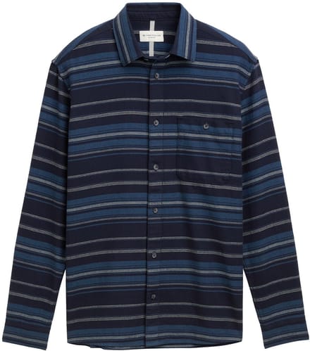 Tom Tailor - Comfort fit overhemd met streeppatroon - Maat M - navy teal horizontal stripe
