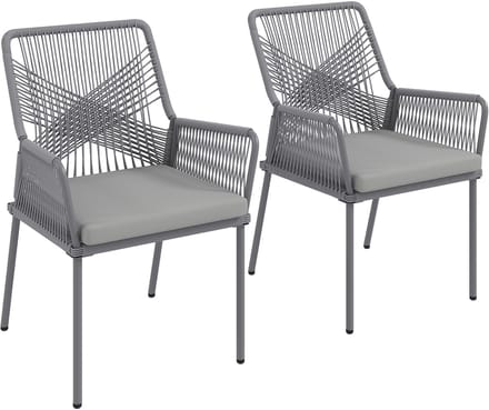 Outsunny rotan tuinstoel - PE rotan - staal - donkergrijs